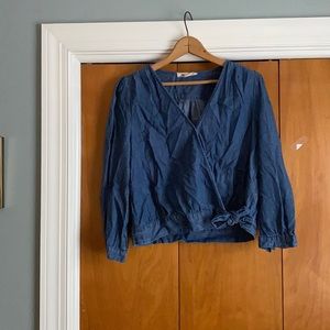 Wrap denim shirt